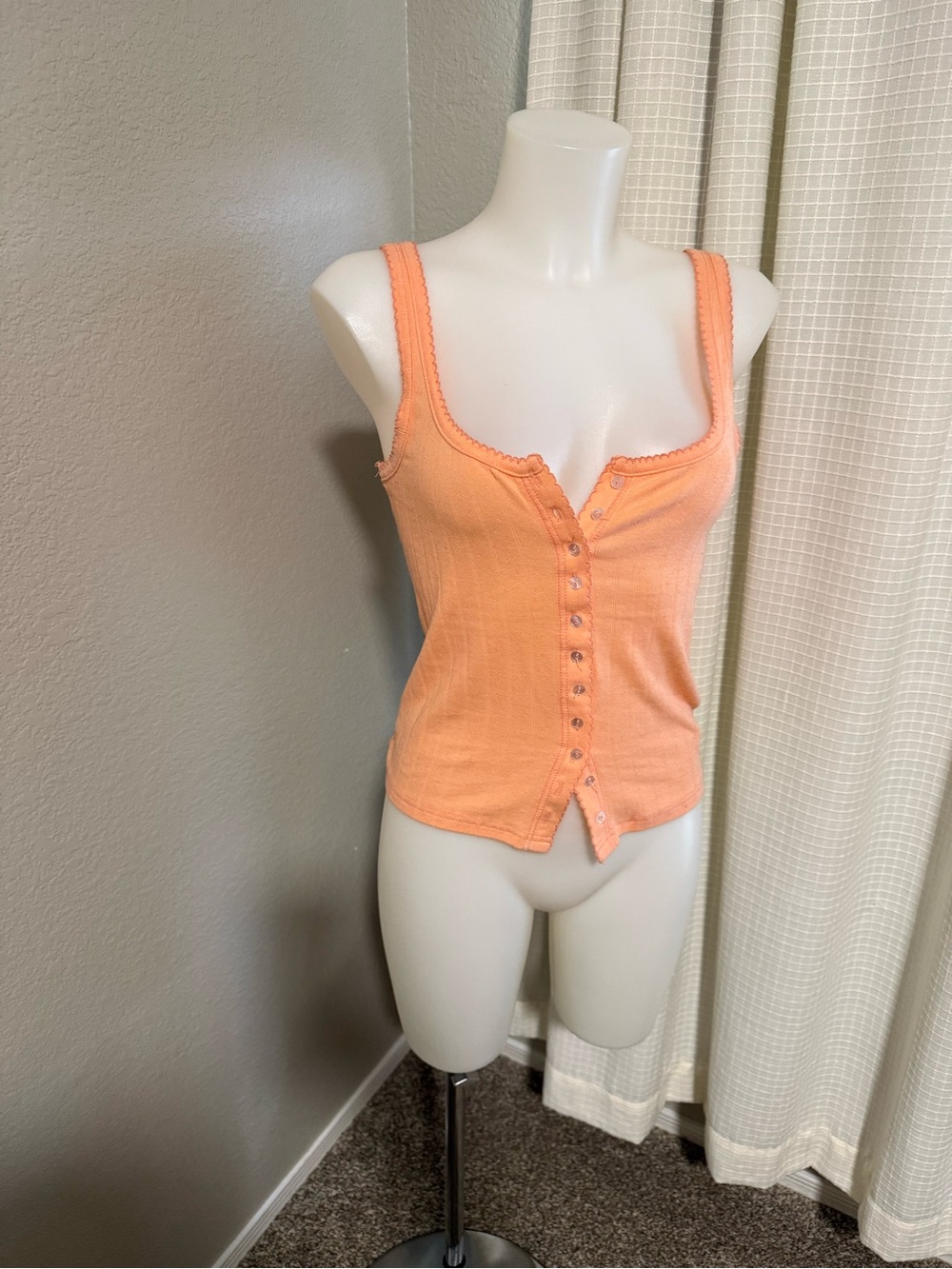 Intimately Free People End Game Pointelle Tank Melon Orange